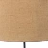 28" Distressed Gray Metal Novelty Bedside Lamp With Khaki Drum Shade