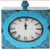22" Distressed Blue Metal Bedside Lamp With Beige Shade