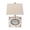 22" Distressed White Metal Bedside Lamp With Beige Shade