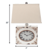 22" Distressed White Metal Bedside Lamp With Beige Shade