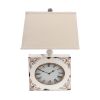 22" Distressed White Metal Bedside Lamp With Beige Shade