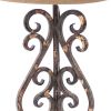 24" Distressed Bronze Metal Novelty Bedside Lamp With Khaki Drum Shade