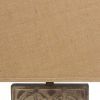25" Distressed Brown Metal Bedside Lamp With Khaki Shade