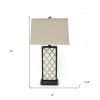 30" Distressed Bronze Metal Bedside Lamp With Beige Shade