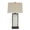 30" Distressed Bronze Metal Bedside Lamp With Beige Shade