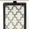 30" Distressed Bronze Metal Bedside Lamp With Beige Shade