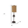 31" Black Fleur de Lis Metal Table Lamp With Natural Burlap Shade