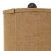 31" Black Fleur de Lis Metal Table Lamp With Natural Burlap Shade