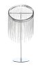 23" Silver Metal Table Lamp With Clear Drum Shade