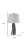 35" Distressed Brown Metal Table Lamp With White Empire Shade