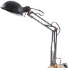 33" Black Metal Desk Table Lamp With Black Bowl Shade