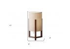 17" Brown Solid Wood Bedside Table Lamp With Natural Cylinder Shade