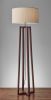 60" Brown Solid Wood Novelty Floor Lamp With Beige Fabric Drum Shade