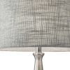 22" Silver Metal Table Lamp With Gray Drum Shade