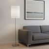 61" Silver Metal Floor Lamp With Fabric Shade