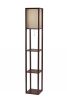 63" Brown Column Floor Lamp With Beige Fabric Square Shade