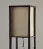 63" Brown Column Floor Lamp With Beige Fabric Square Shade
