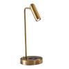 17" Brass Metal LED Desk Lamp With USB And Wireless Charging