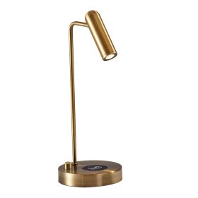 17" Brass Metal LED Desk Lamp With USB And Wireless Charging