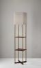 62" Brass Column Floor Lamp With Gray Fabric Square Shade