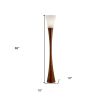 68" Brown And White Solid Wood Novelty Floor Lamp With White Acrylic Cone Shade