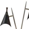 22" Black and Silver Metal Two Light Desk Lamp With Black Cone Shades