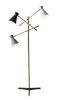 71" Brass Metal Novelty Floor Lamp With Black And White Iron Cone Shade