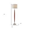 61" Brown And White Solid Wood Floor Lamp With White Fabric Drum Shade