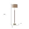 66" Brown Floor Lamp With Brown Fabric Drum Shade