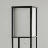 72" Black And Off White Column Floor Lamp With Off White Fabric Rectangular Shade
