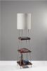 63" Brown And White Column Floor Lamp With White Fabric Drum Shade