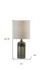 23" Black Wood And Smoked Glass Bedside Lamp With Gray Drum Shade