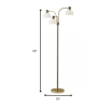 69" Gold Three Light Tree Floor Lamp With Clear Plastic Bowl Shade