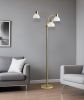 69" Gold Three Light Tree Floor Lamp With Clear Plastic Bowl Shade
