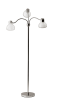 69" Silver Three Light Tree Floor Lamp With White Plastic Bowl Shade