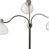 69" Silver Three Light Tree Floor Lamp With White Plastic Bowl Shade