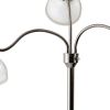 69" Silver Three Light Tree Floor Lamp With White Plastic Bowl Shade