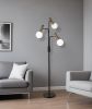 70" Black And Bronze Three Light LED Tree Floor Lamp With White