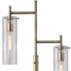 64" Brass Two Light Novelty Floor Lamp With Clear Glass Drum Shade