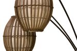 82" Bronze Three Light Tree Floor Lamp With Beige Wicker Cage Shade