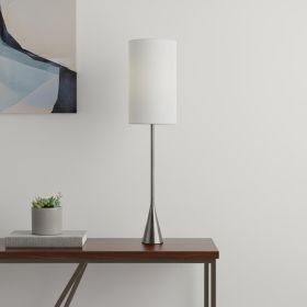 Black Nickel Finish Metal Tall White Shade Table Lamp
