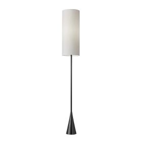 74" Black Floor Lamp With White Fabric Shade