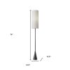74" Black Floor Lamp With White Fabric Shade