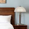 23" Silver Metal Standard Table Lamp With White Shade