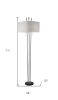 71" Silver Metal Two Light Floor Lamp With White Linen Drum Shade