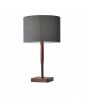 21" Brown Solid Wood Table Lamp With Dark Gray Drum Shade