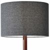 21" Brown Solid Wood Table Lamp With Dark Gray Drum Shade