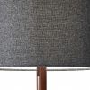 21" Brown Solid Wood Table Lamp With Dark Gray Drum Shade