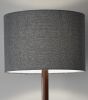 59" Brown And Black Solid Wood Floor Lamp With Dark Gray Fabric Drum Shade