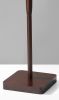 59" Brown And Black Solid Wood Floor Lamp With Dark Gray Fabric Drum Shade